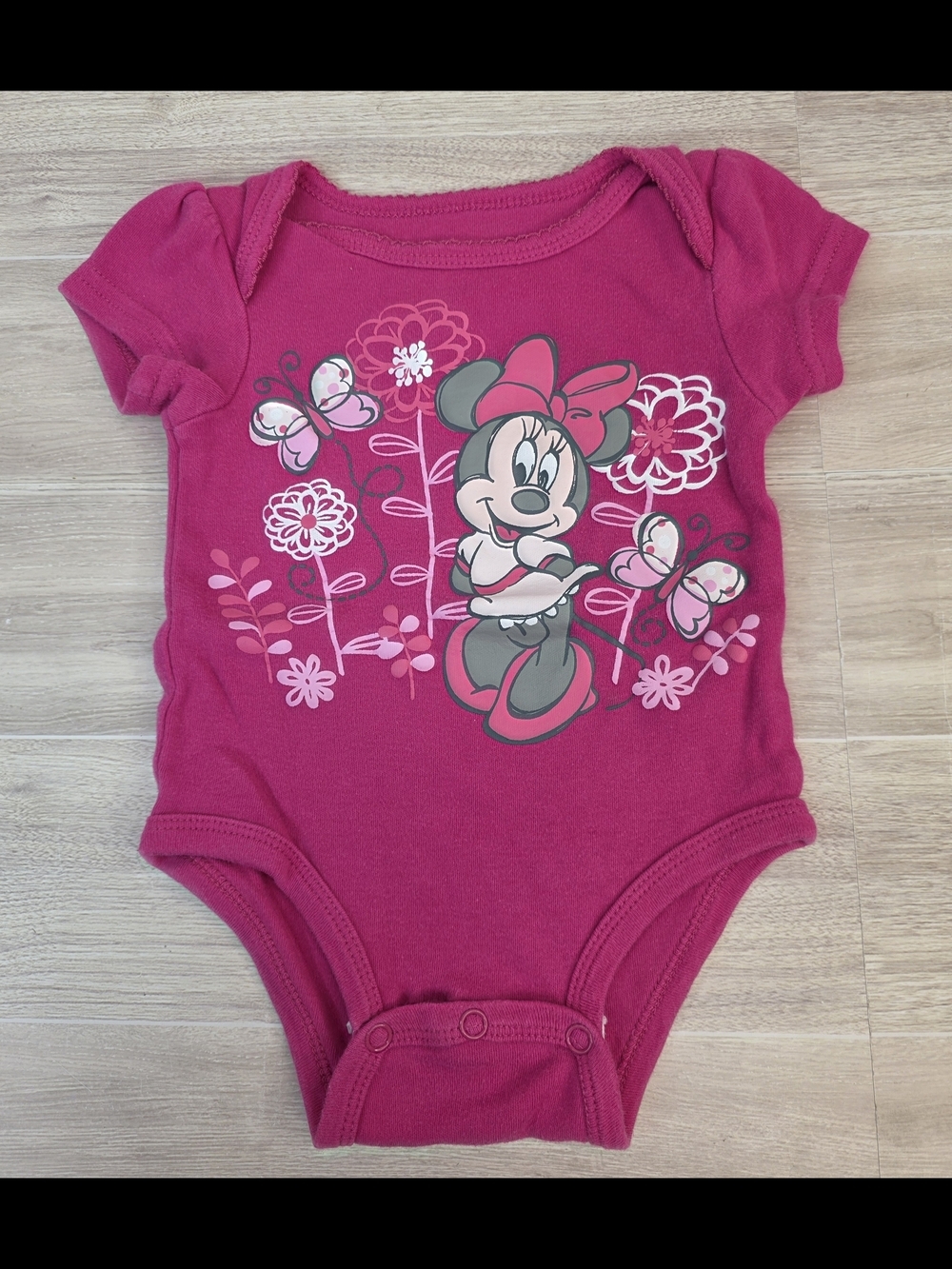 Disney 3-6 Month Minnie Mouse Fuchsia Baby Onesie